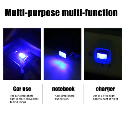 3x Mini Blue LED USB Car Interior Light Neon Atmosphere Ambient Lamp Accessories by Anti Spier