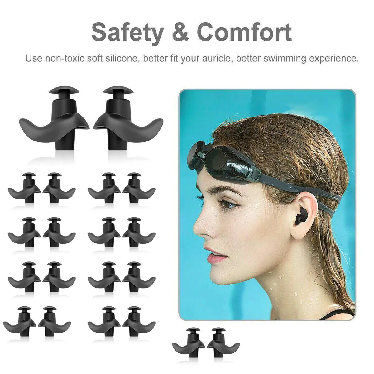 5/10 Pairs Soft Silicone Ear Plugs For Swimming Sleeping Anti Snore Reusable USA by Anti Spier