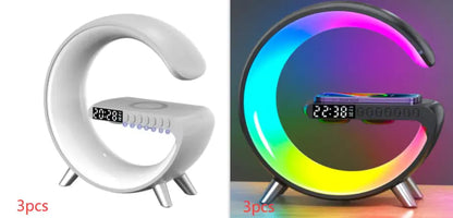 New Intelligent G Shaped LED Lamp Bluetooth Speake Wireless Charger Atmosphere Lamp App Control For Bedroom Home Decor by Anti Spier