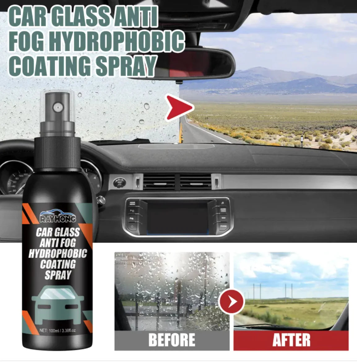 Hydrophobic Windshield Cleaning Spray by Anti Spier