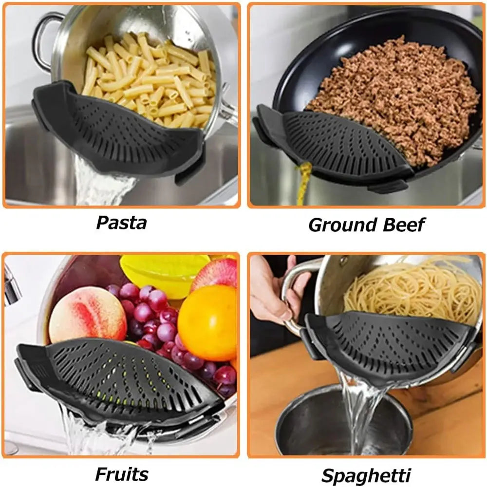 Multi-Functional Silicone Clip-On Strainer by Anti Spier
