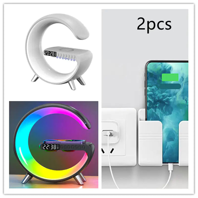 New Intelligent G Shaped LED Lamp Bluetooth Speake Wireless Charger Atmosphere Lamp App Control For Bedroom Home Decor by Anti Spier
