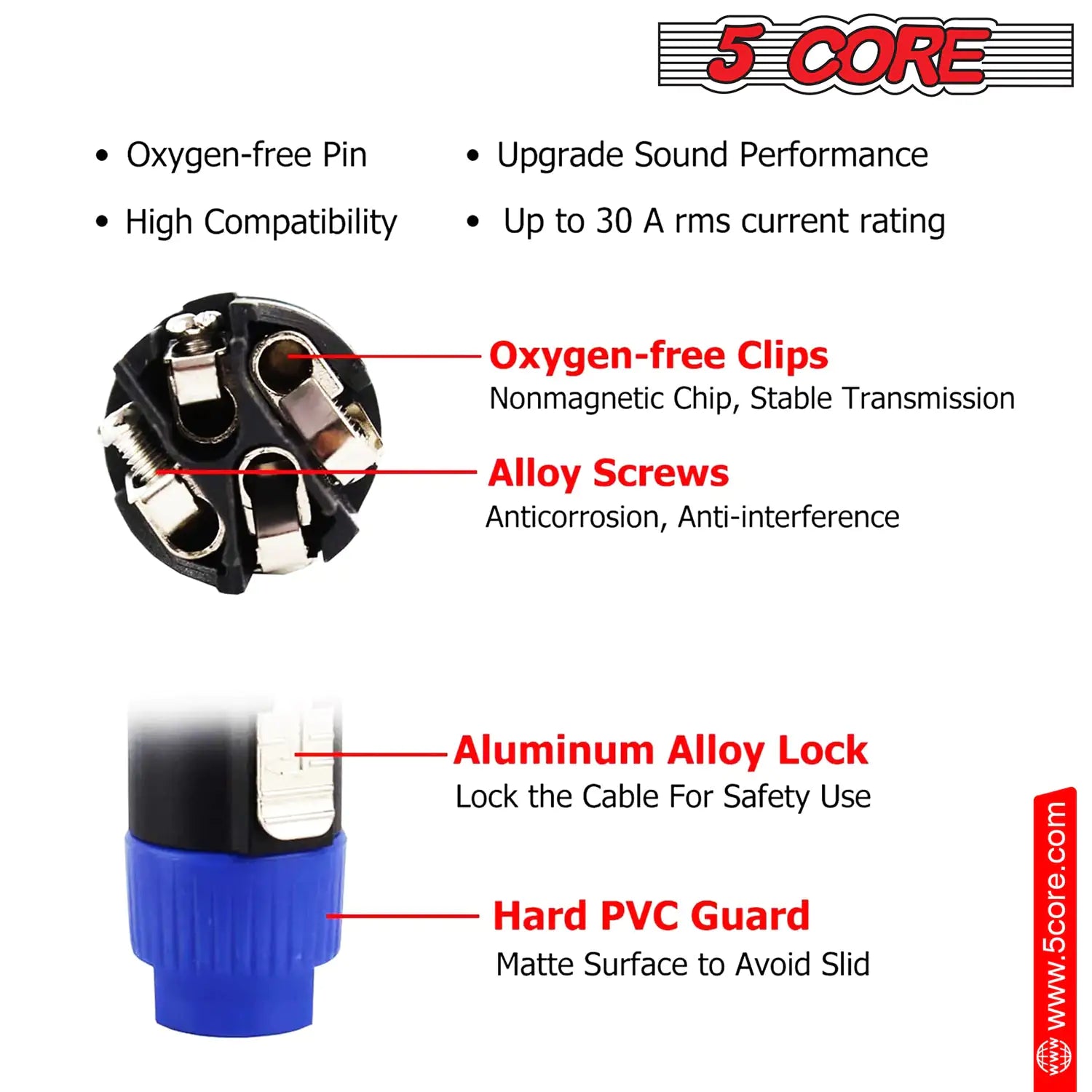 5 Core Speakon Adapter High Quality Audio Jack Male Audio Pin Speaker Adapter Connector by Anti Spier