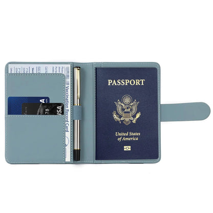 Melsbrinna Premium Leather Passport Holder Covers Case, Waterproof Rfid Blocking Travel Wallet Passport Holder with Pen Holder, Cute Passport Book for Women/Men Greyish green by Anti Spier