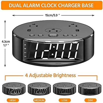 Bedside Table Lamp Alarm Clock Charging - 3 Brightness Level by Anti Spier