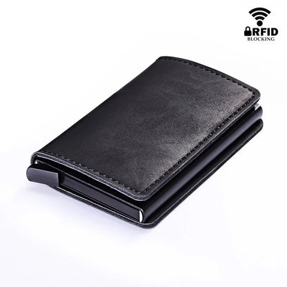 RFID Lock Vintage Automatic Leather Credit Card Holder by Anti Spier