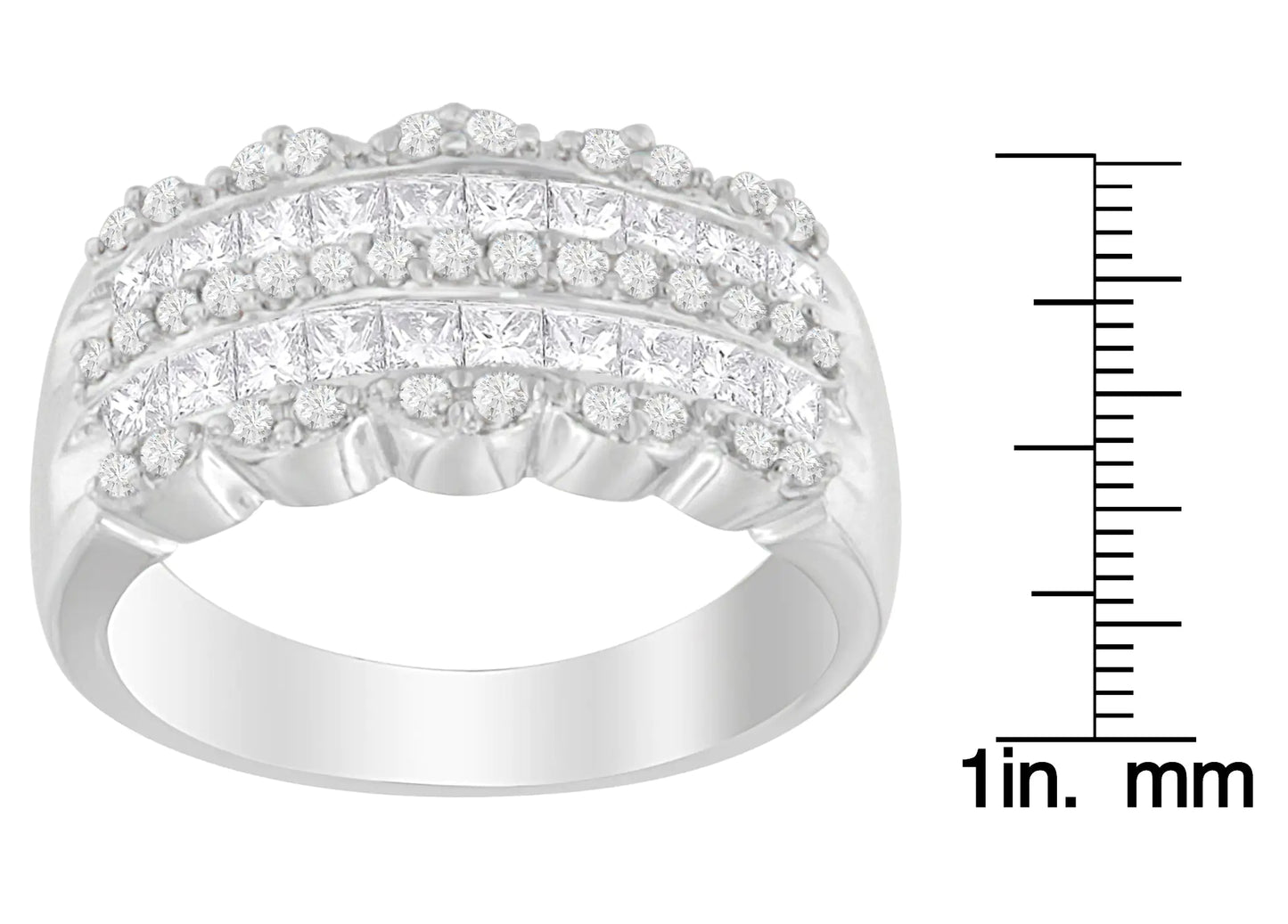 14K White Gold 1 1/7ct. TDW Round and Princess-Cut Diamond Ring(H-I, SI2-I1) by Anti Spier