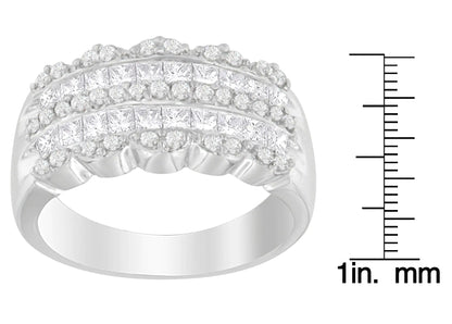 14K White Gold 1 1/7ct. TDW Round and Princess-Cut Diamond Ring(H-I, SI2-I1) by Anti Spier