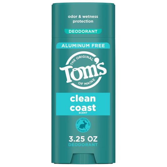 Tom’s of Maine Clean Coast Aluminum Free Natural Deodorant For Women & Men | Goes on Clear | Odor & Wetness Protection | Naturally Derived and Moisture-Locking Ingredients | 3.25 oz 3.25 Ounce (Pack of 1) by Anti Spier