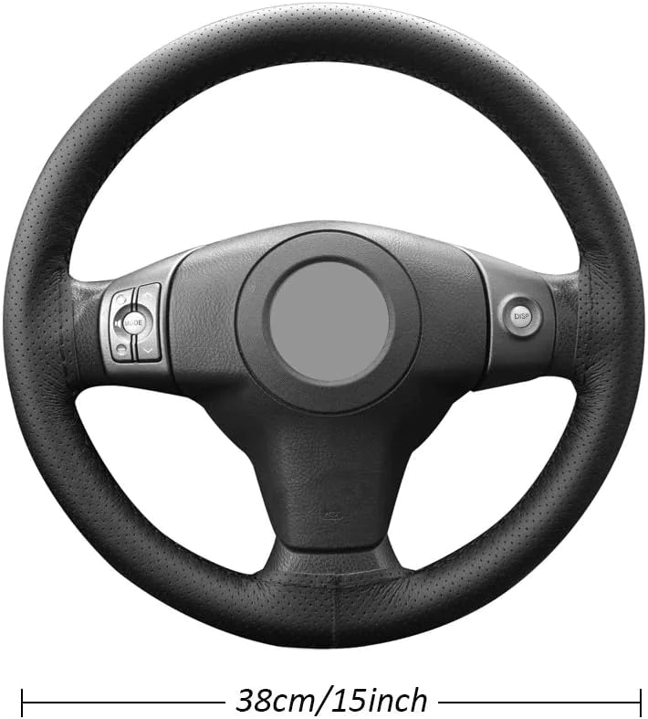 Genuine Leather DIY Car Steering Wheel Cover Anti-slip For 15"/38 cm Black US by Anti Spier