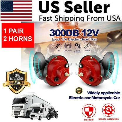 2PC 12V 300DB Super Loud Train Air Horn Waterproof Motorcycle Car Truck SUV Boat by Anti Spier