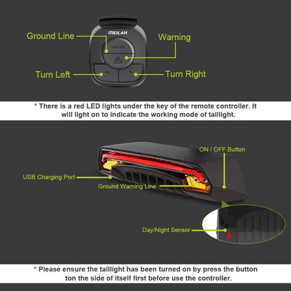 Smart Auto Brake Sensing Light Bicycle Wireless Turn Light by Anti Spier
