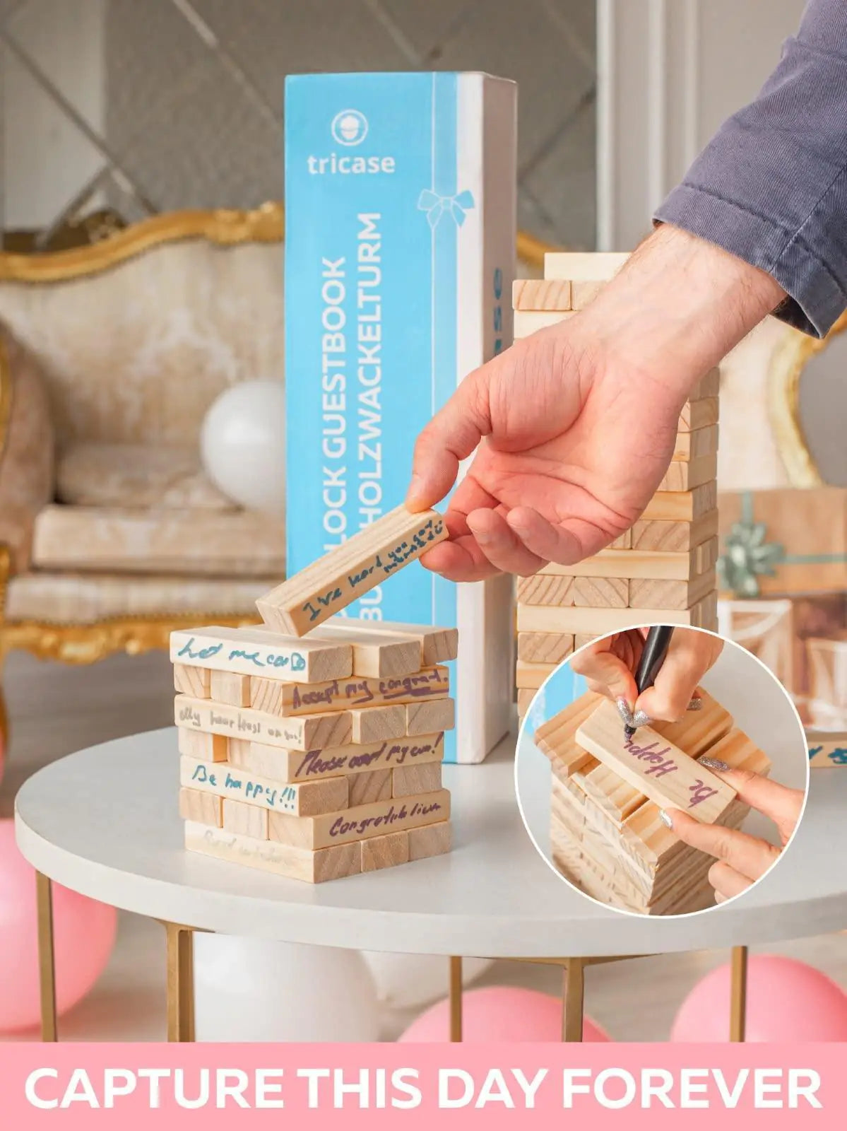 Wedding Guest Book Alternative 75 pcs Wooden Block Guest Book for Sign by Anti Spier
