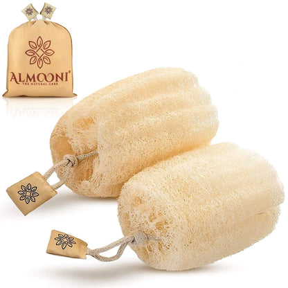 Almooni Egyptian Loofah Exfoliating Body Scrubber, Natural Real Egyptian Shower Loofah Sponge Body Scrubber for Women and Men, for Body and Face That Will Get You Clean - 2 Count (1 Pack) 2 Count (Pack of 1) by Anti Spier