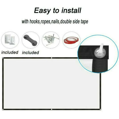Portable Foldable Projector Screen 16:9 HD Outdoor Home Cinema Theater 3D Movie by Anti Spier