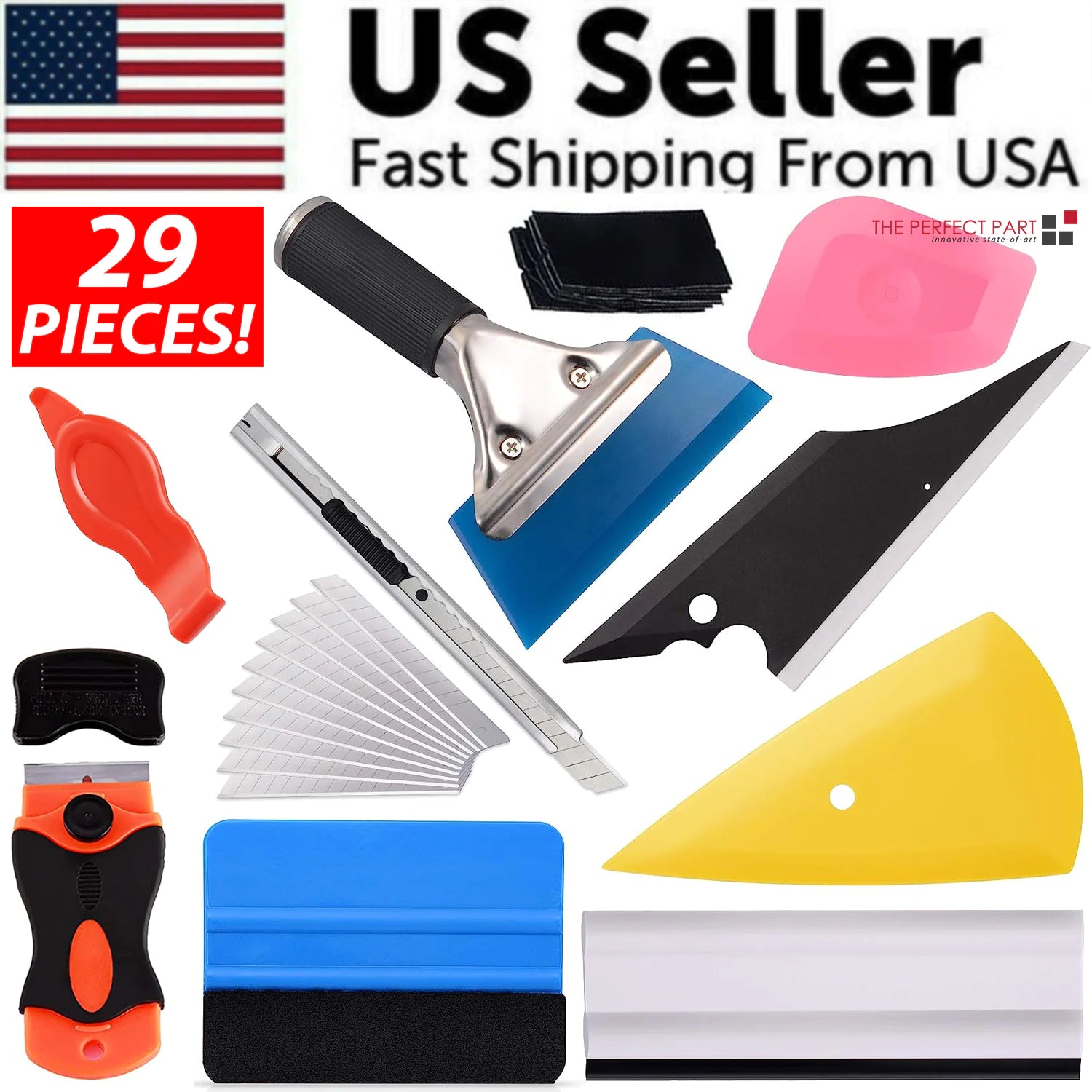 29 PCS Window Tint Tools Kit Car Auto Film Tinting Scraper Squeegee Installation by Anti Spier