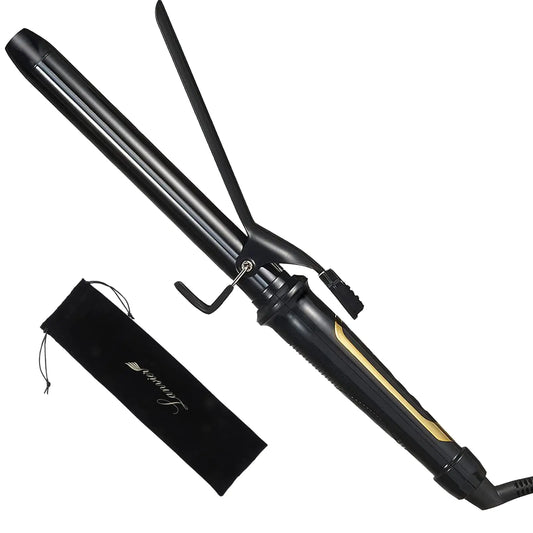 Lanvier 1 Inch Extra Long Hair Curling Iron with Ceramic Tourmaline Barrel, Professional Hair Curler up to 450°F with Dual Voltage for Worldwild Use, Hair Waving Style Tool for Girls&Women–Black Black by Anti Spier