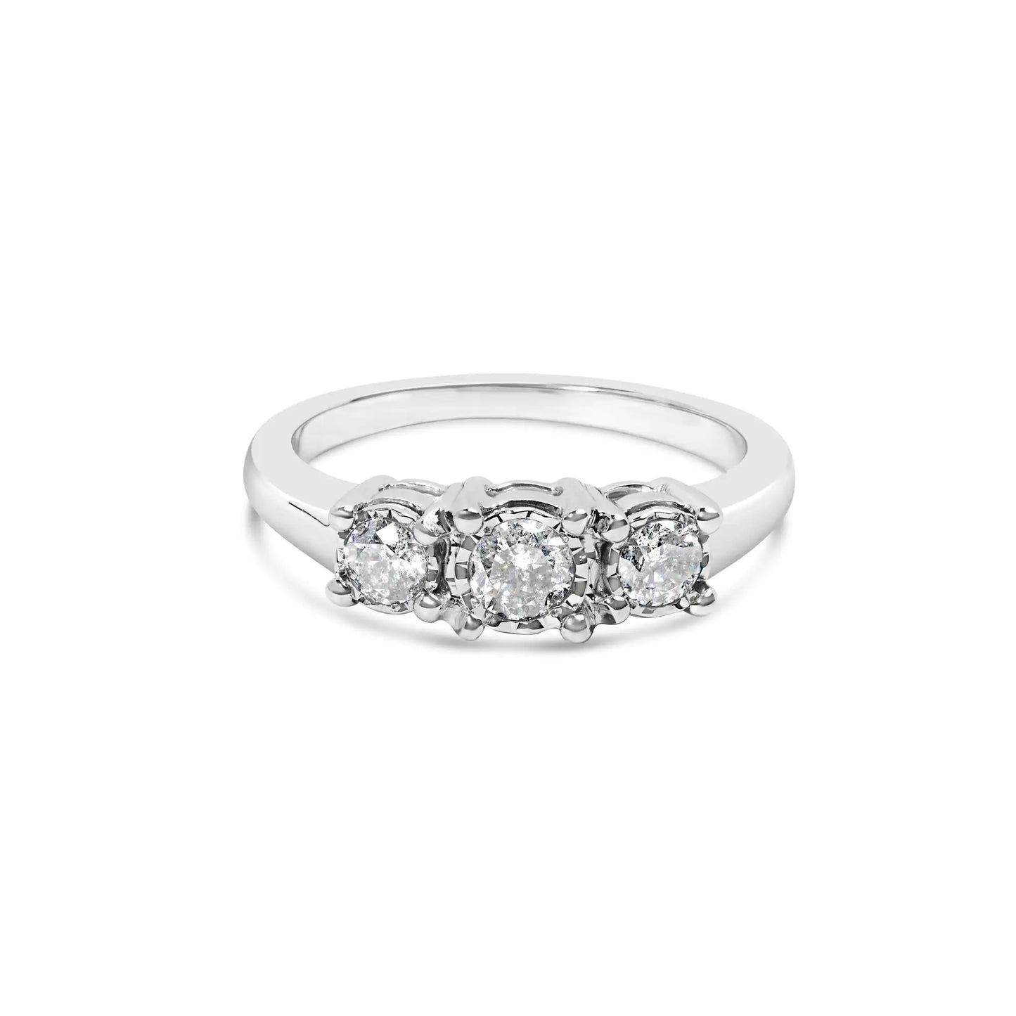 14K White Gold 1/2 Cttw Miracle Set Round Lab Grown Diamond Three Stone Illusion Plate Ring (F-G Color, VS1-VS2 Clarity) by Anti Spier
