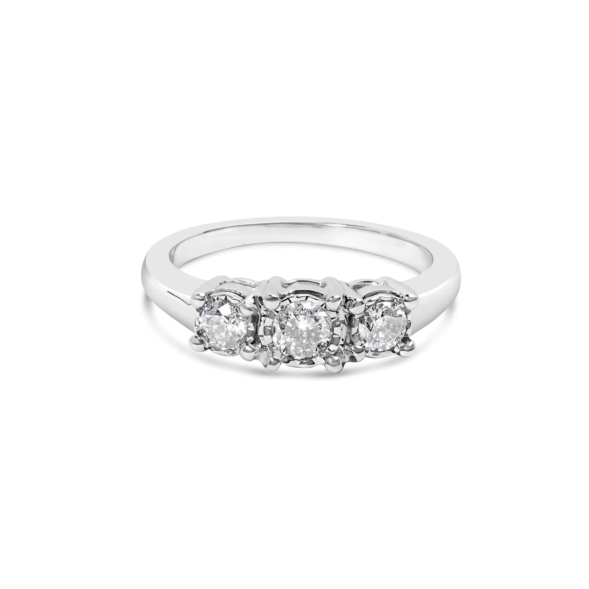 14K White Gold 1/2 Cttw Miracle Set Round Lab Grown Diamond Three Stone Illusion Plate Ring (F-G Color, VS1-VS2 Clarity) by Anti Spier