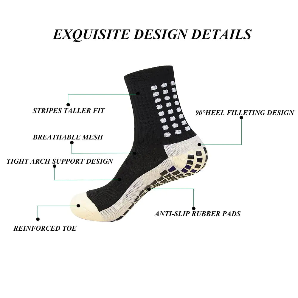 Men's Socks Soccer Non Skid Ball Socks Anti Slip Non Slip Pads for Football Basketball Sports Socks,4 Pair 6-11 1black1white by Anti Spier