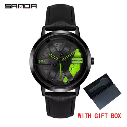 Men's 3D Car Wheel Sports Watch - Waterproof Quartz by Anti Spier