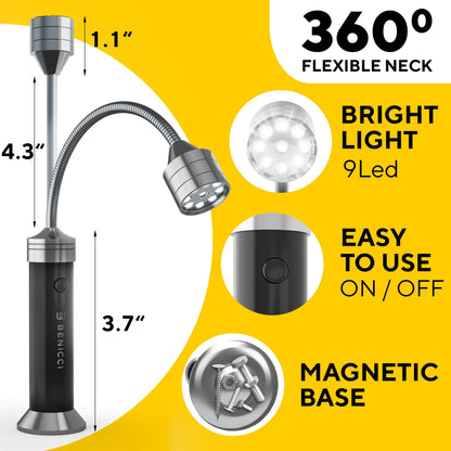 Flexible LED BBQ Grill Lights Set of 2 - The Perfect Grilling Accessories Light with 360-Degree Magnetic Base and Gooseneck - 100% Portable by Anti Spier