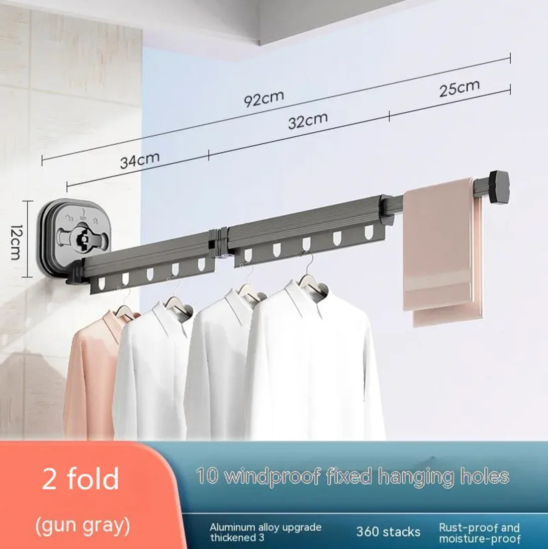 Retractable Aluminum Suction Cup Clothes Hanger by Anti Spier