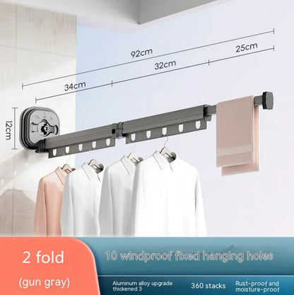 Retractable Aluminum Suction Cup Clothes Hanger by Anti Spier