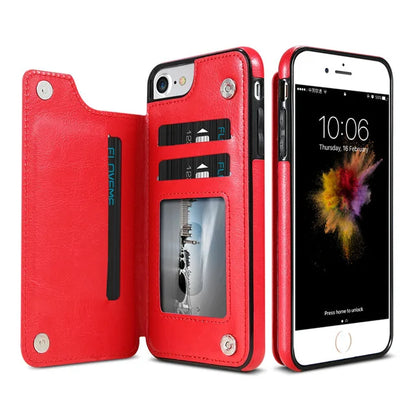Leather Wallet Case for iPhone - Flip Cover with Card Slots & Kickstand by Anti Spier