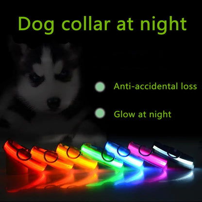 LED Adjustable Dog Collar Blinking Flashing Light Up Glow Pets Safety Waterproof by Anti Spier