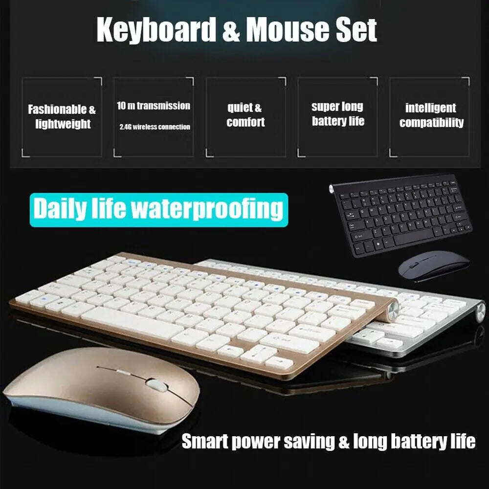 Mini Wireless Keyboard And Mouse Set Waterproof 2.4G For Mac Apple PC Computer by Anti Spier