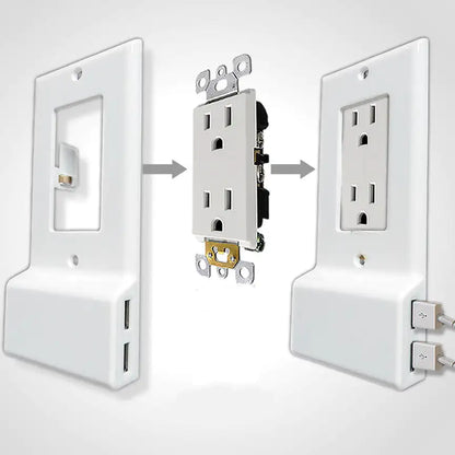 Invisible Dual USB Wall Charger Plate With Surge Protection by Anti Spier