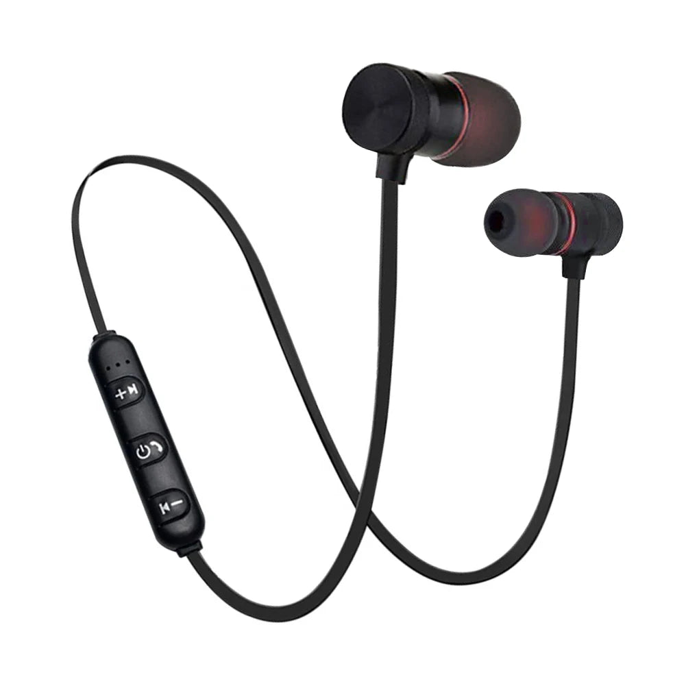 Wireless earphones Neckband Magnetic Sports 4.1 Bluetooth Earphone Stereo Earbuds Music Metal Headphones With Mic For All Phones by Anti Spier