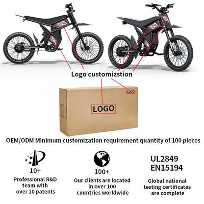 Ridingtimes Ridingtimes GT73 PRO Electric Dirt Bike 15 Degree Climbing Grade 36Ah Battery Off Road Adults