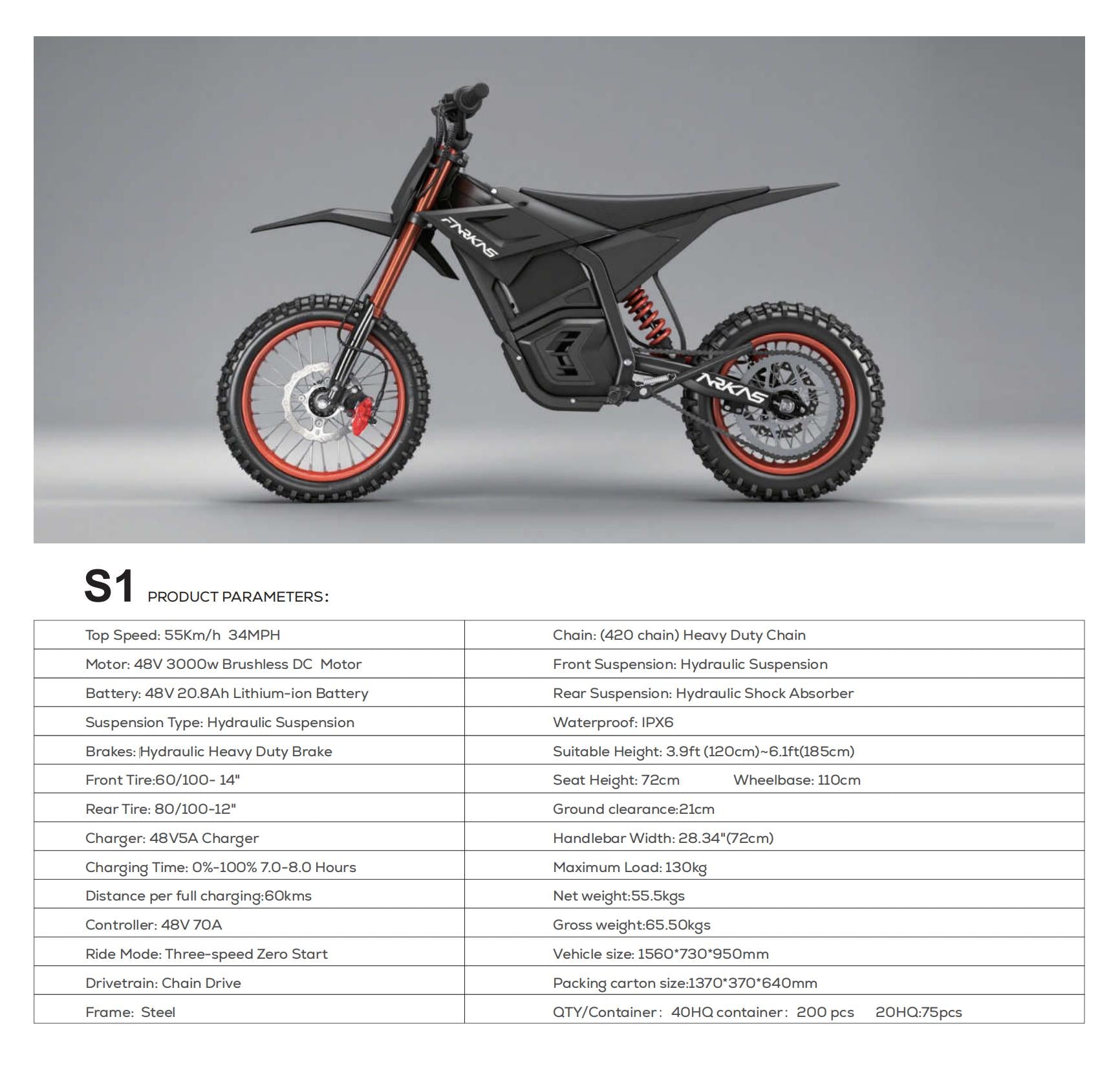 OEM High Performance Dirt Bike Electric 48V Electric Dirt Bike Full Size Adult Enduro Motocross Motorcycle for Terrain R
