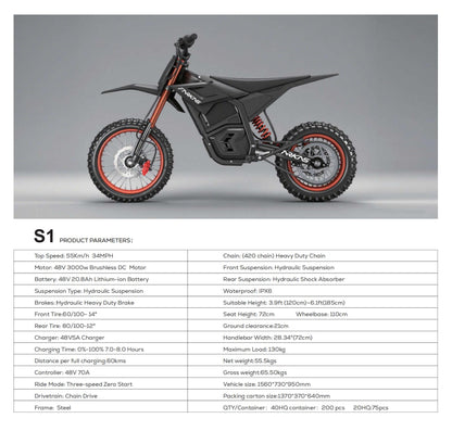 OEM High Performance Dirt Bike Electric 48V Electric Dirt Bike Full Size Adult Enduro Motocross Motorcycle for Terrain R