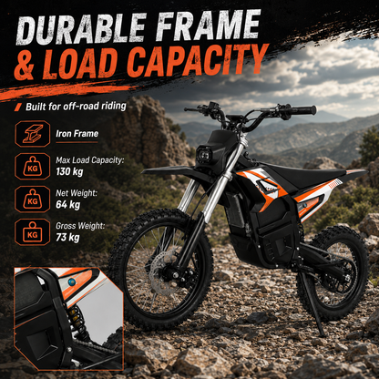 OEM High Speed Racing 6000W 72v 25AH Electric Dirt Bike Adult Off-Road Motorcycle