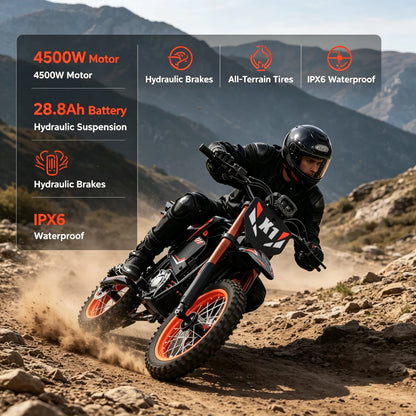 OEM X1 Spark L All-Terrain Electric Dirt Bike | 60V 28.8AH 17'' 14'' Fat Tires Hydraulic Disc Brake IPX6 Waterproof Whol