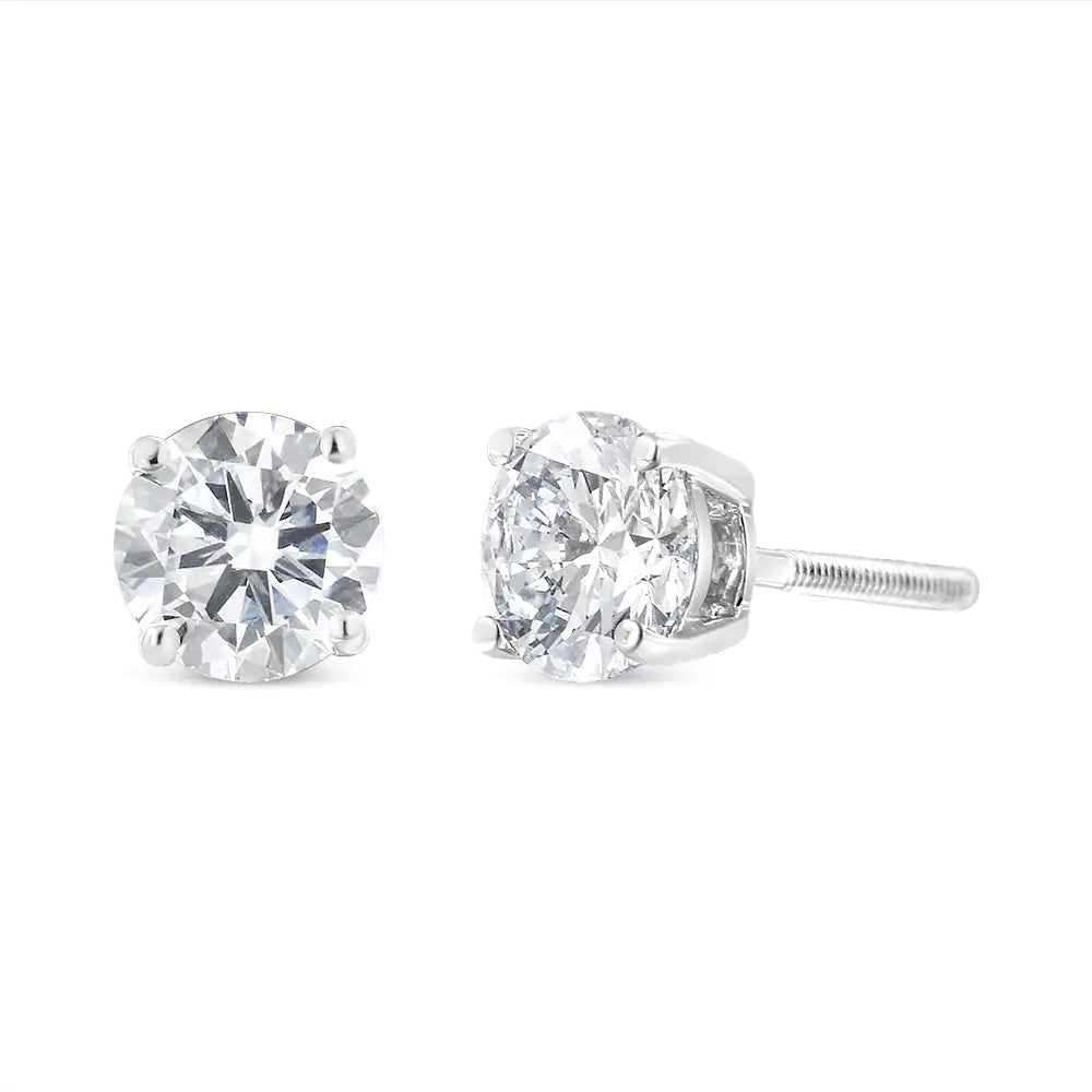 14K White Gold 2.00 Cttw Lab Grown Round Brilliant-Cut Diamond Classic 4-Prong Stud Earrings with Screw Backs (F-G color, VVS2-VS1 Clarity) by Anti Spier