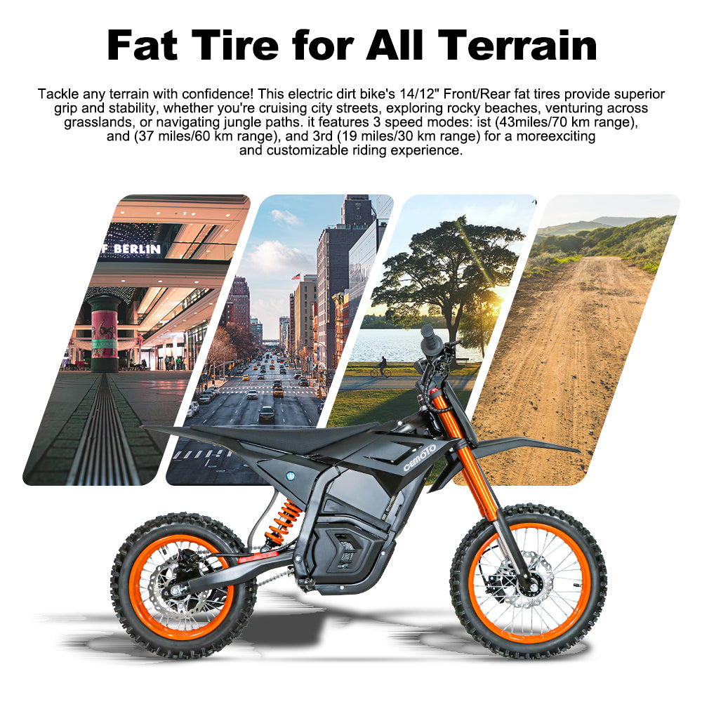 OEM US Stock Electric Dirt Bike 3000W 48V21AH Lithium Battery 14/12 Inch Tire Hydraulic Brake Off-Road Cross Bike for Te