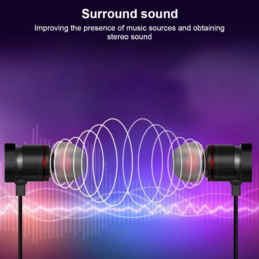 Wireless earphones Neckband Magnetic Sports 4.1 Bluetooth Earphone Stereo Earbuds Music Metal Headphones With Mic For All Phones by Anti Spier