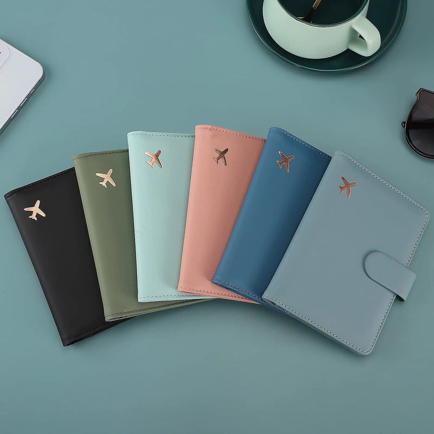 Melsbrinna Premium Leather Passport Holder Covers Case, Waterproof Rfid Blocking Travel Wallet Passport Holder with Pen Holder, Cute Passport Book for Women/Men Greyish green by Anti Spier