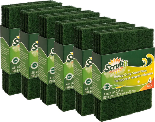Scouring Pads - Heavy Duty Household Cleaning Scrubber with Non-Scratch Anti-Grease Technology - Reusable Scrubbing Pads – Green 24 Pack by Anti Spier