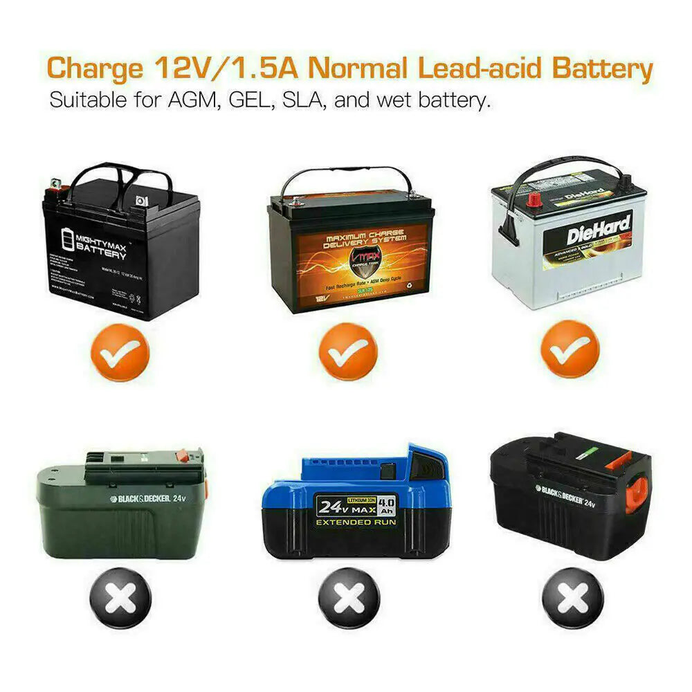 1500mAh Automatic Smart Battery Charger 12V Portable Car Auto Trickle Maintainer by Anti Spier