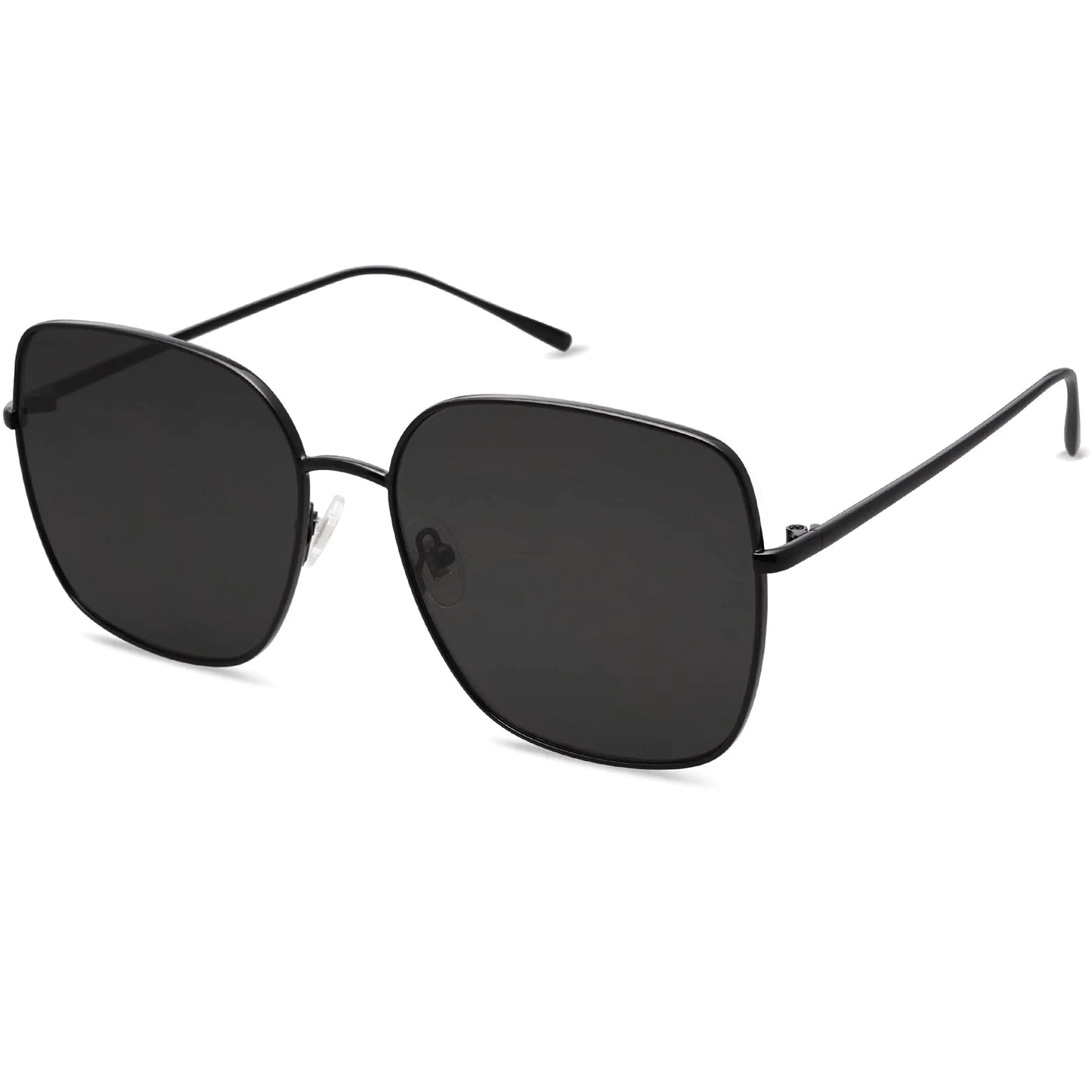 SOJOS Trendy Oversized Square Metal Frame Sunglasses for Women Men Flat Mirrored Lens UV Protection Sunglasses SJ1146 Black/Grey by Anti Spier