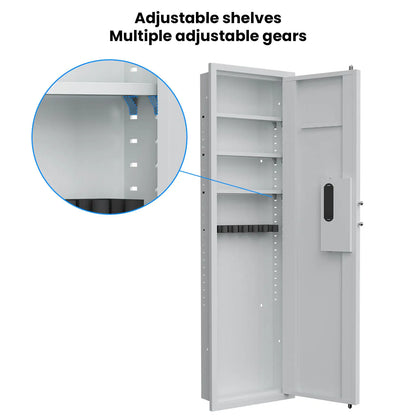 53Passwod Touch Panel In-Wall Safe,Hidden Wall Gun Safe For Rifles With Adjustable Shelves,Assembled Storage Multifunctional Wall Safe For Firearm And Valuables White-Digital by Anti Spier