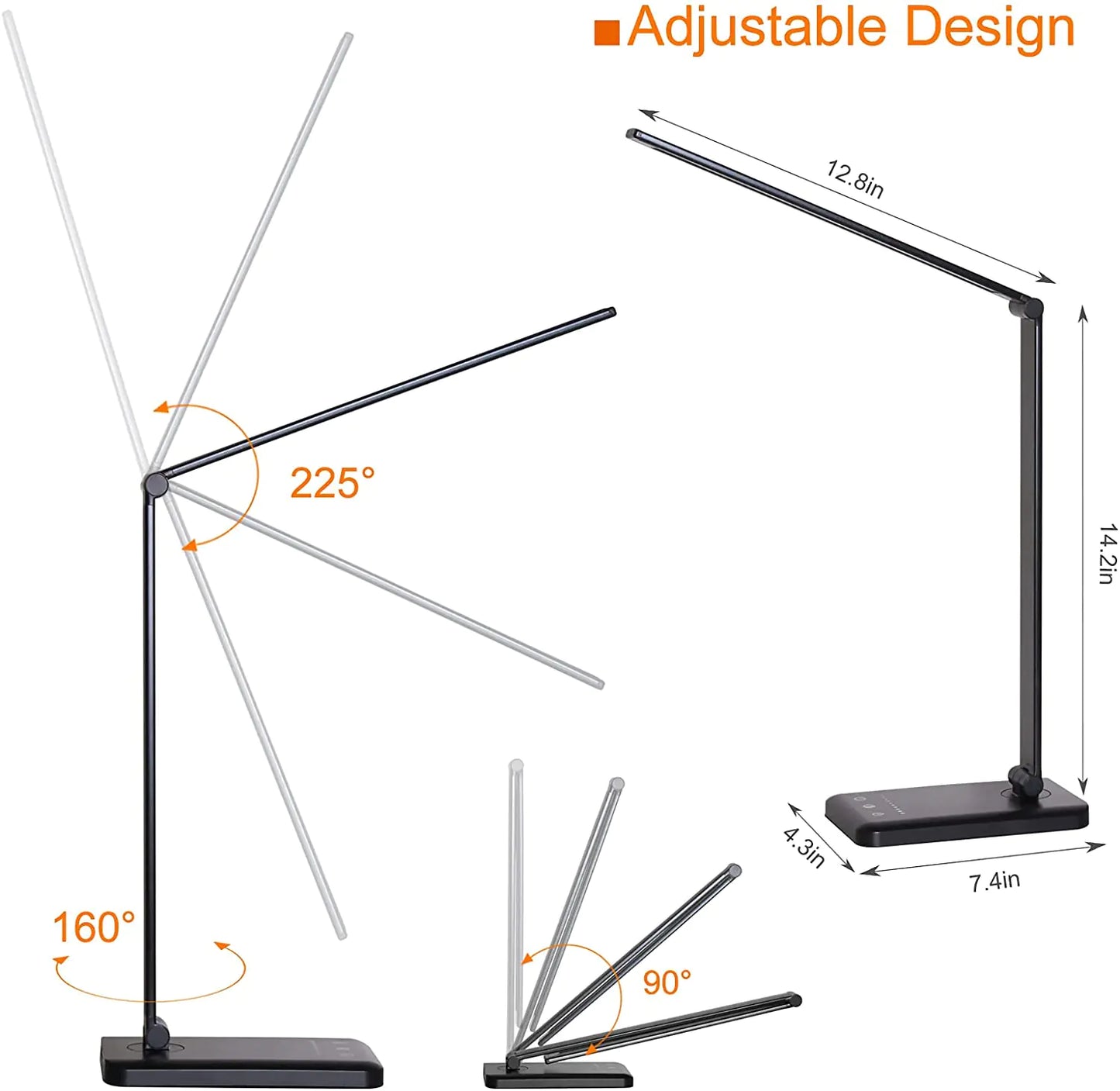 5 Lighting Mode LED Desk Lamp + Wireless Phone Charger by Anti Spier