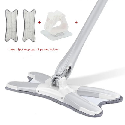 X-Type Floor Mop With 3 Pieces Reusable Microfiber by Anti Spier