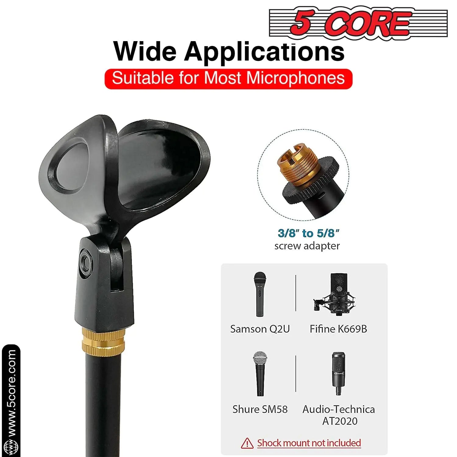 5 Core Mic Stand Round Base Height Adjustable Universal Microphone Mount Stands by Anti Spier