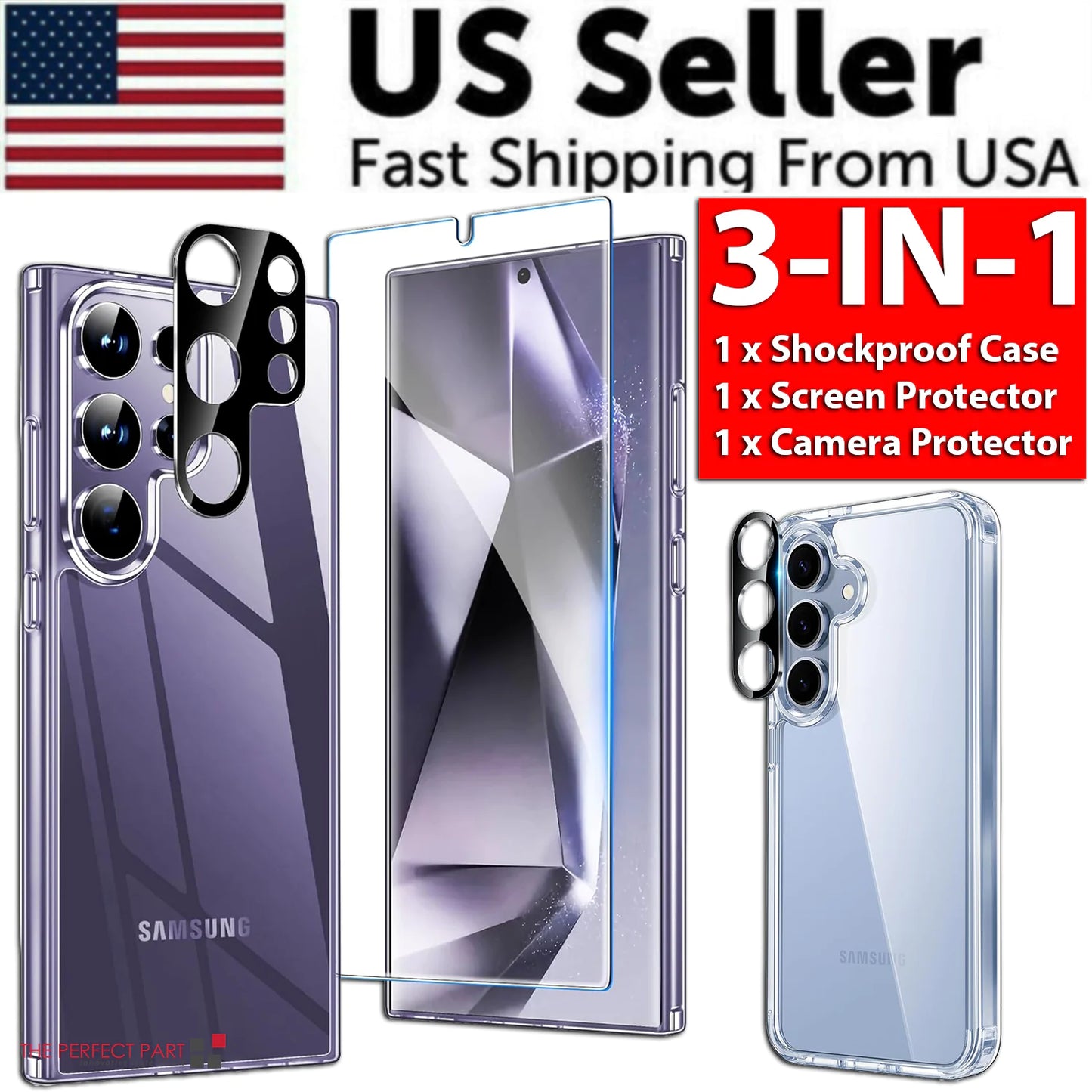 For Samsung Galaxy S24 Ultra Plus Shockproof Case & Screen Protector & Camera US by Anti Spier